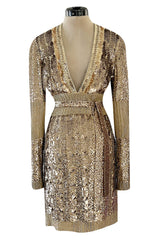 Highly Documented Fall 2006 Gucci by Frida Giannini Runway Gold Sequin Mini Dress