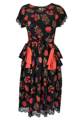 c.1974 Karl Lagerfeld for Chloe Dragon & Butterfly Printed Silk Day Dress