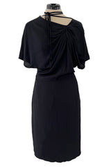 Prettiest 2000s Marni by Consuelo Castiglioni Deep Blue Black Silk Draped Dress