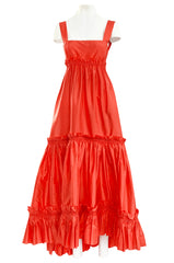 Resort 2008 Oscar de la Renta Look 56 Bright Coral Silk Full & Open Tiered Runway Dress