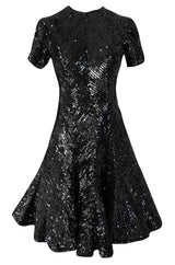 1980s Bob Mackie Heavily Beaded & Sequin Dress w Pink & Red Surprise Underskirt