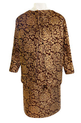 Extraordinary 1968 Christian Dior Documented Gold Metallic Silk Brocade Three Piece Dress Set