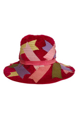 c.1968 Christian Dior Patchwork Ribbon Soft Felt Chenille Fedora Hat