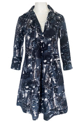 Spring 2006 Marni Blue & Grey Cotton Print Baby Doll Mini Dress