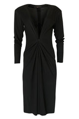 F/W 1985 Yves Saint Laurent Ad Campaign Black Jersey Plunge Dress