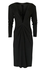 F/W 1985 Yves Saint Laurent Ad Campaign Black Jersey Plunge Dress