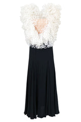 Fall 1987 James Galanos Extreme Ruffled Swiss Dot & Silk Dress