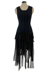 Cruise 2002 Chanel by Karl Lagerfel Cashmere Knit Dress w Silk Chiffon Ribbon Skirt
