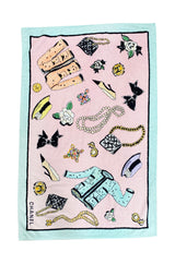 Iconic Spring 1994 Chanel Large Printed Towel in Baby Pink & Soft Blue