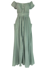 S/S 2016 Mara Hoffman Pale Green Cotton Gauze Off Shoulder Dress