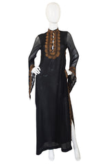 Important 1968 Thea Porter Silk Chiffon Caftan Dress