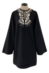 Fantastic Spring 2007 Lanvin by Alber Elbaz Black Tunic Mini Dress w Crystal Detailing