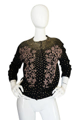 1950s Gold Sequin & Rose Gold Beaded Cashmere Sweater