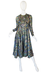 1960s Metallic Thread Keyhole Dress