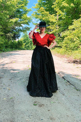 1981 Yves Saint Laurent Embroidered Silk Taffeta Full Maxi Skirt