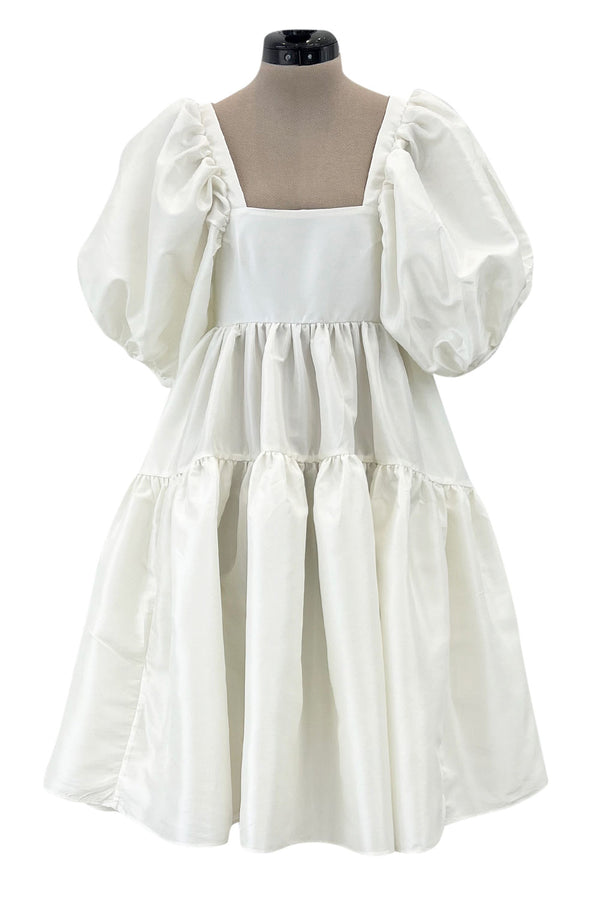 Fall 2019 Cecilie Bahnsen Runway "Ami" Velvet Bow & Ivory Babydoll Mini Dress