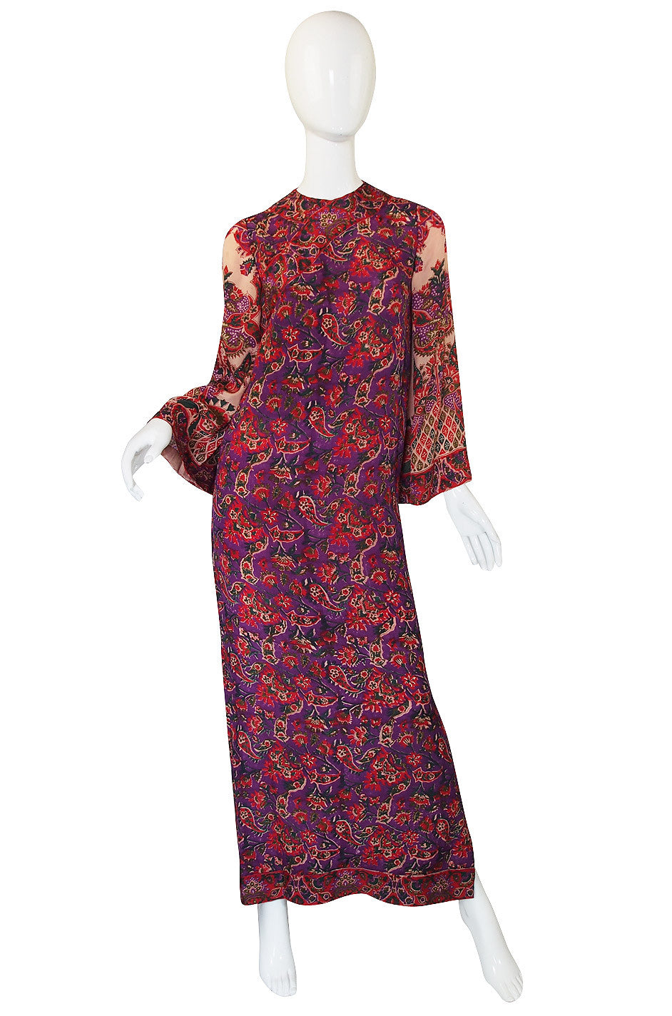 1970s Silk Chiffon & Roses Treacy Lowe main image 1