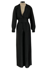 Chic Fall 1972 Christian Dior by Marc Bohan Haute Couture Black Silk Pant Set