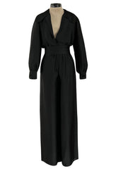 Chic Fall 1972 Christian Dior by Marc Bohan Haute Couture Black Silk Pant Set