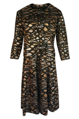 1960s Nina Ricci Metallic Gold Silver Silk Brocade Dress & Jacket Suit Set