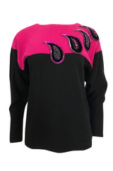 1980s Givenchy Cashmere Sweater & Scarf w Bead & Sequin Detailing