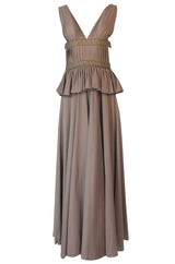 1970s Jean Varon Grecian Inspired Plunging Front & Crossed Back Dress