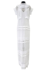 Pristine Mid 2000s Givenchy by Riccardo Tisci White Cotton Gauze & Lace Dress w Matching Underdress