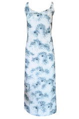 c.1963 Maggy Rouff Haute Couture Pale Metallic Blue Net & Ribbon Dress