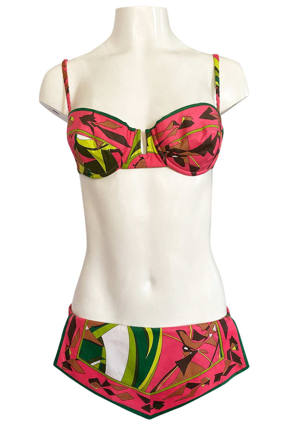 1968 Emilio Pucci Two Piece Coral Print Cotton Bikini