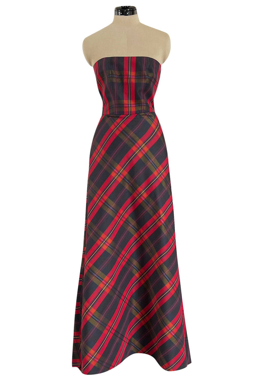 Fabulous 1980s Yves Saint Laurent Strapless Deep Red Plaid Silk & Cott – Shrimpton Couture Fabulous 1980s Yves Saint Laurent Strapless Deep Red Plaid Silk & Cott – Shrimpton Couture