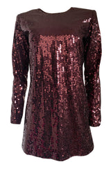 Fall 1996-97 Yves Saint Laurent Burgundy Sequin Micro Mini Dress or Tunic