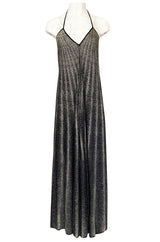 Spring 1976 Missoni Black & White Dot Print Liquid Jersey Plunge Bare Back Dress