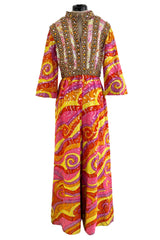 Amazing c.1967 Oscar de la Renta Gold Metallic Brocade Jumpsuit w Extensive Detailing
