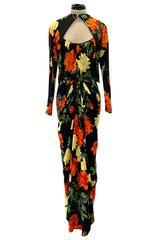 Superb 1957 James Galanos Oversized Floral Print Silk Dress w Matching Jacket