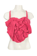 c. Spring 2005 Issey Miyake Vibrant Pink Backless Pleated Oragami Flower Top