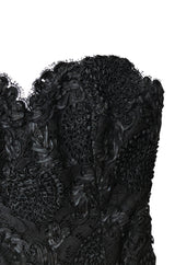 1980s Isabelle Allard Paris Strapless Ribbon Lace Dress & Cropped Jacket