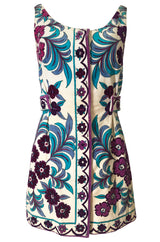 1960s Emilio Pucci Floral Printed Terry Cloth Velour Micro Mini Dress
