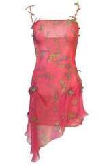 c1995-1997 Gianni Versace Couture Silk Chiffon Butterfly & Crystal Dress