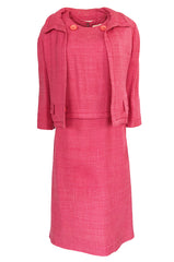 Spring 1961 Christian Dior Demi-Couture Pink Linen & Silk Dress Suit