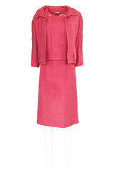 Spring 1961 Christian Dior Demi-Couture Pink Linen & Silk Dress Suit