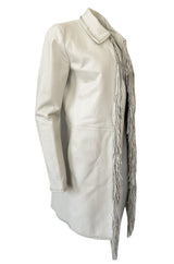 Spring 2002 Gianni Versace Butter Soft Fringe Ivory Leather Jacket