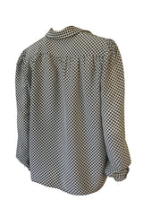 Chic 1980s Valentino Boutique Graphic Black & White Silk Top
