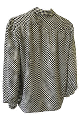 Chic 1980s Valentino Boutique Graphic Black & White Silk Top
