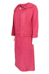 Spring 1961 Christian Dior Demi-Couture Pink Linen & Silk Dress Suit