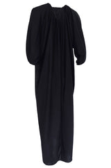 1970s Halston Easy to Wear Black Jersey Slip On Caftan Dress