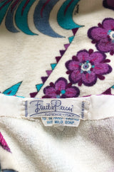 1960s Emilio Pucci Floral Printed Terry Cloth Velour Micro Mini Dress