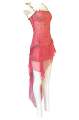 c1995-1997 Gianni Versace Couture Silk Chiffon Butterfly & Crystal Dress