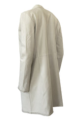 Spring 2002 Gianni Versace Butter Soft Fringe Ivory Leather Jacket