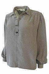 Chic 1980s Valentino Boutique Graphic Black & White Silk Top