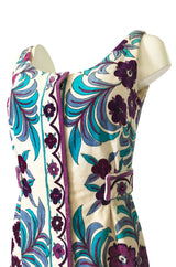 1960s Emilio Pucci Floral Printed Terry Cloth Velour Micro Mini Dress